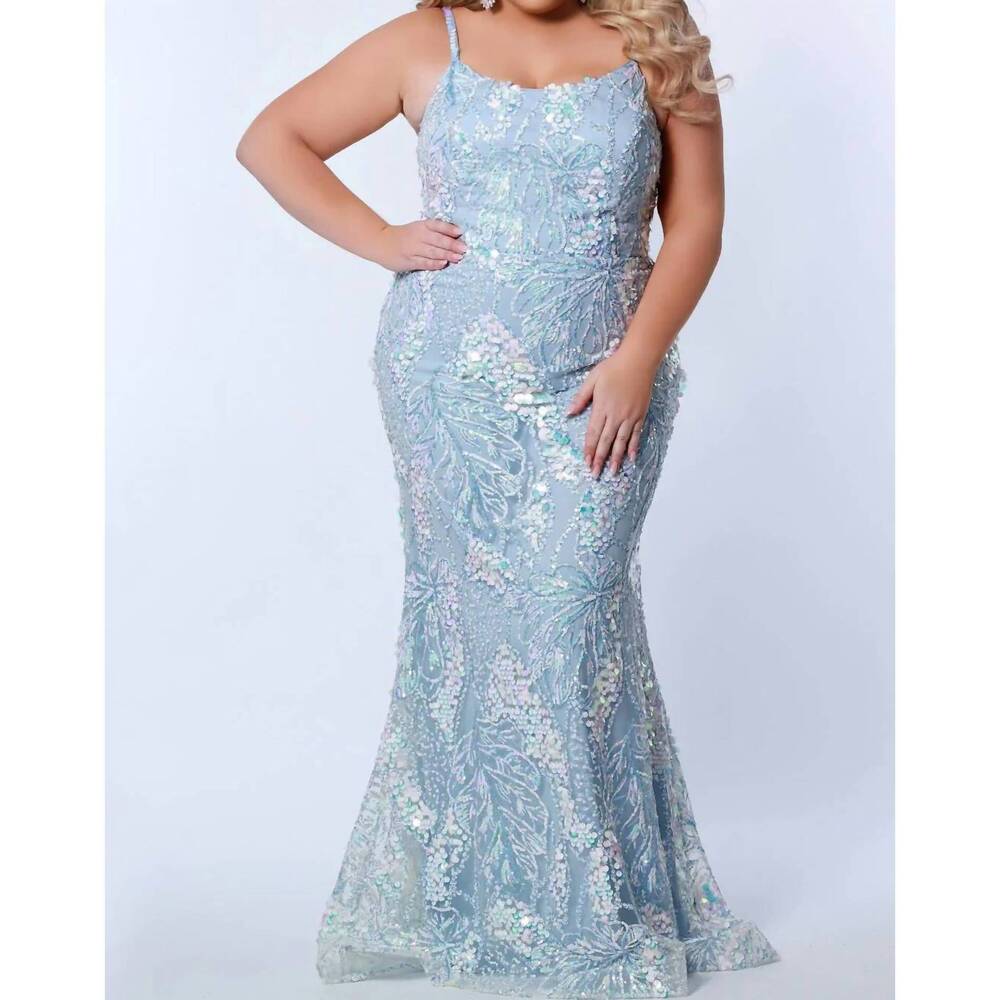 NEW SYDNEY'S CLOSET sequin maxi dress - plus in opal